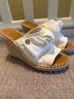 Nautica white Canvas Knotted Espadrille Wedge Slides